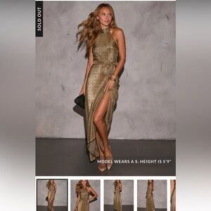 Vici Gisella Metallic Halter Maxi Dress